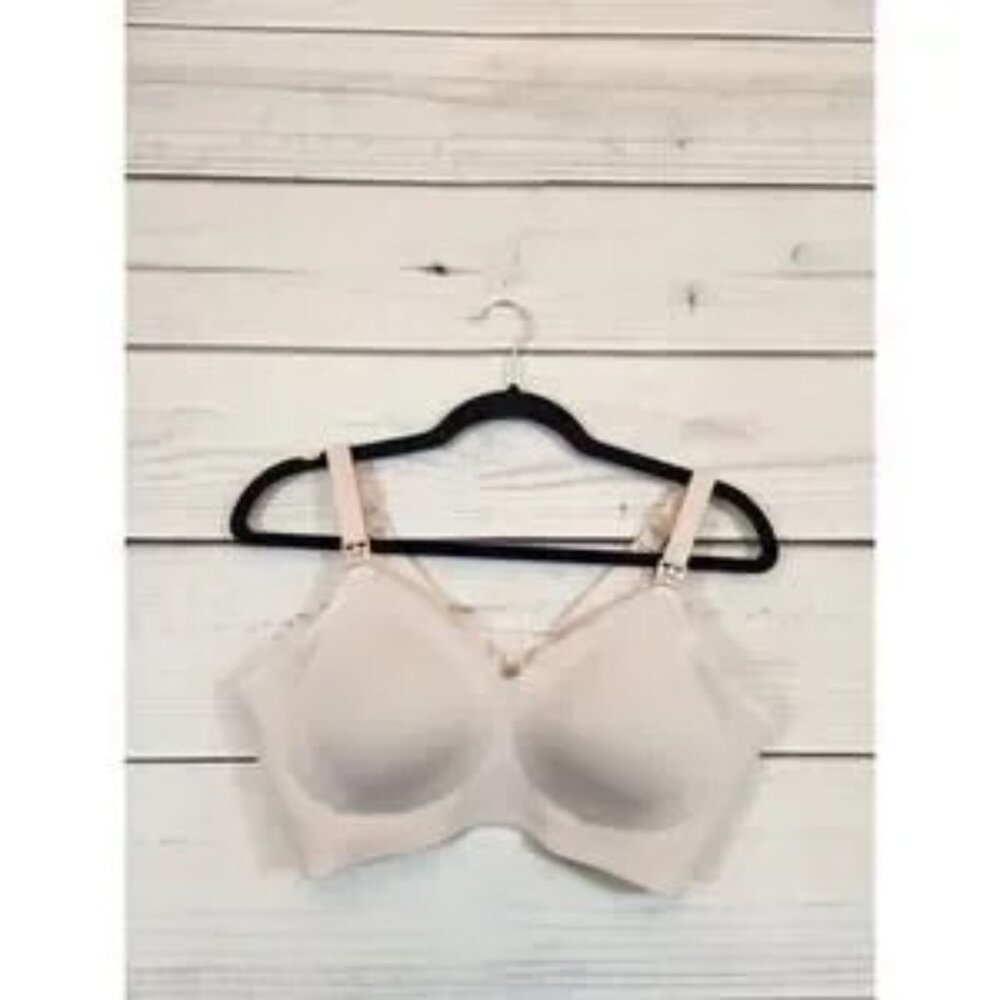 Momcozy Women's Tan Stretch Solid Adjustable Strap Nursing Bra Size XL